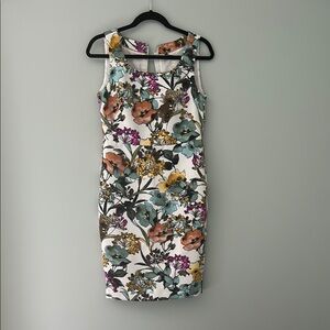 Cream Sheath Midi Dress with Square Neck for Wedding Guest